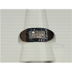 #29-STERLING SILVER BLUE AND WHITE DIAMOND