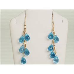 #31-14K WHITE GOLD BLUE TOPAZ DROP EARRINGS