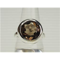 #32-STERLING SILVER SMOKY QUARTZ RING
