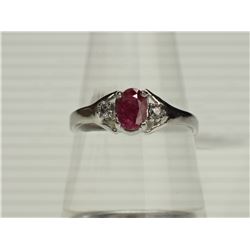 #34-10K WHITE GOLD RUBY (0.60CT) AND DIAMOND RING