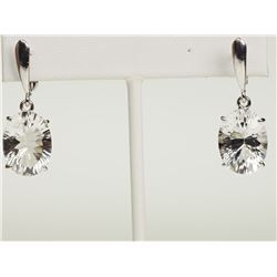 #2-STERLING SILVER WHITE TOPAZ EARRINGS