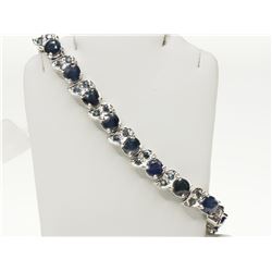 #7-STERLING SILVER BLUE SAPPHIRE BRACELET