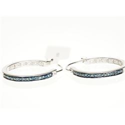 #8-STERLING SILVER BLUE DIAMOND EARRINGS
