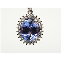 #11-14KT WHITE GOLD TANZANITE (2.82CT) AND DIAMOND (0.18CT) PENDANT