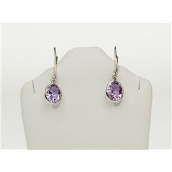 #15-14KT GOLD AMETHYST (2CT) AND DIAMOND (0.15CT) EARRINGS