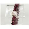 Image 1 : #16-STERLING SILVER GARNET BEAD AND PEARL BRACELET