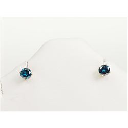 #17-14KT GOLD BLUE DIAMOND (0.38CT) EARRINGS