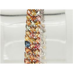 #19-STERLING SILVER MULTI COLORED SAPPHIRE (4CT) BRACELET