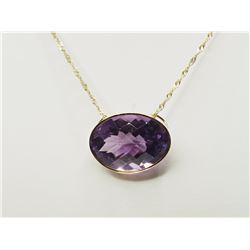 #27-14KT GOLD AMETHYST (11.7CT) PENDANT NECKLACE