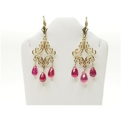 #31-14KT GOLD RUBY BEAD (7.1CT) EARRINGS