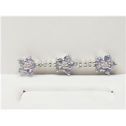 #39-10KT WHITE GOLD TANZANITE (0.45CT) AND DIAMOND (0.11CT) PENDANT