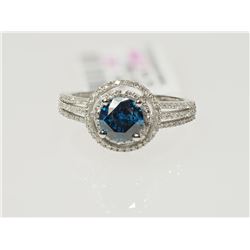 #40-14KT WHITE GOLD BLUE DIAMOND (1.03CT, ALONG WITH 24 SUROUNDING