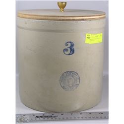 VINTAGE STONEWARE 3 GALLON CROCK POT