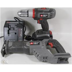 PORTER CABLE 18V DRILL AND RECIPROCATING SAW WITH