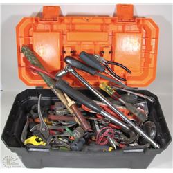 TACTIX TOOL BOX WITH CONTENTS INCL NAIL PULLER,