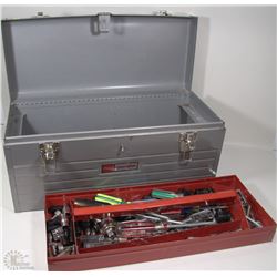 SEARS CRAFTSMAN METAL TOOLBOX FILLED WITH ASSORTED