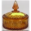 Image 1 : LARGE VINTAGE AMBER CANDY DISH WITH LID