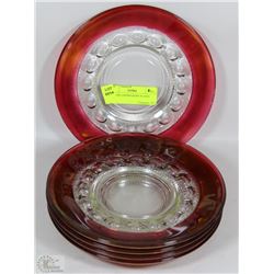 SIX KING CROWN RUBY PLATES