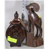 Image 1 : 12-1/2" HAND CARVED WOODEN MOUNTAIN GOAT & 10"