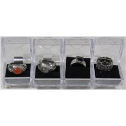 LOT OF FOUR STONE FASHION RINGS