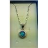 Image 1 : ROUND BLUE FIRE OPAL & CZ PENDANT ON CHAIN
