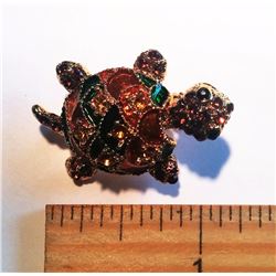 CRYSTAL & ENAMEL TURTLE BROOCH