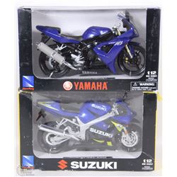 TWO 1:12 SCALE DIE CAST MOTORCYCLES INCLUDING