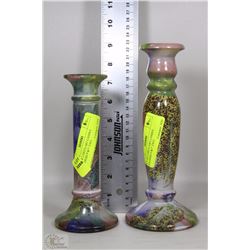 SET OF 2 DECO ART CANDLE HOLDERS 9"&7" TALL
