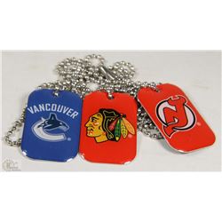 LOT OF 3 NHL COLLECTOR KEY TAG NECKLACES