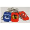 Image 1 : LOT OF 3 NHL COLLECTOR KEY TAG NECKLACES