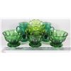 Image 1 : FLAT OF VINTAGE GREEN GLASS ITEMS