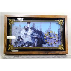 13 X 21 FRAMED TRAIN ENGINE CLOCK
