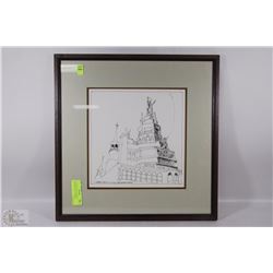 B. JOHNSON PEN DRAWING PROFESSIONALLY FRAMED