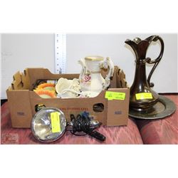 LOT OF MISCELLANIOUS INCLUDING CANDLE HOLDERS