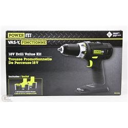 POWER-IT 18V CORDLESS DRILL VALUE KIT