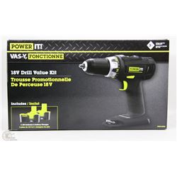 POWER-IT 18V CORDLESS DRILL VALUE KIT