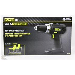 POWER-IT 18V CORDLESS DRILL VALUE KIT