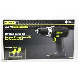 POWER-IT 18V CORDLESS DRILL VALUE KIT