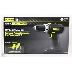 POWER-IT 18V CORDLESS DRILL VALUE KIT