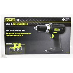 POWER-IT 18V CORDLESS DRILL VALUE KIT