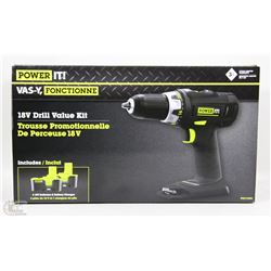 POWER-IT 18V CORDLESS DRILL VALUE KIT