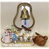 Image 1 : VINTAGE BRASS TEMPLE BELL, PORCELAIN HORSE