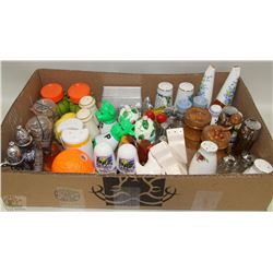 LARGE FLAT OF SALT & PEPPER SHAKERS