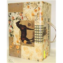 VINTAGE WOODEN SUITCASE WITH HORSE DESIGN