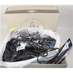 BOX OF ASSORTED DOG CLIPPERS & ACCESSORIES
