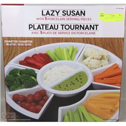 FIVE PIECE PORCELAIN LAZY SUSAN
