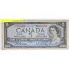 Image 1 : 1954 CANADIAN $5 DOLLAR BILL
