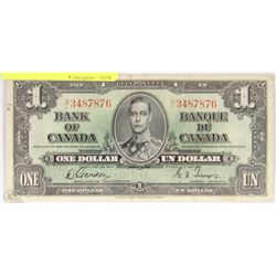 1937 CANADIAN ONE DOLLAR BANKNOTE