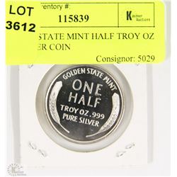GOLDEN STATE MINT HALF TROY OZ .999 SILVER COIN