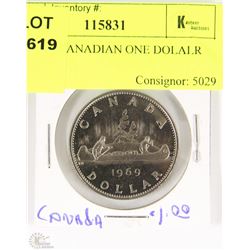 1969 UNC CANADIAN ONE DOLLAR COIN
